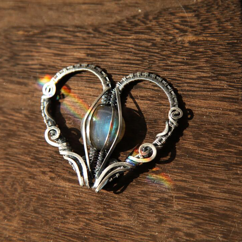 Heart of Labradorite – Love & Protection Silver Wire-Wrapped Necklace