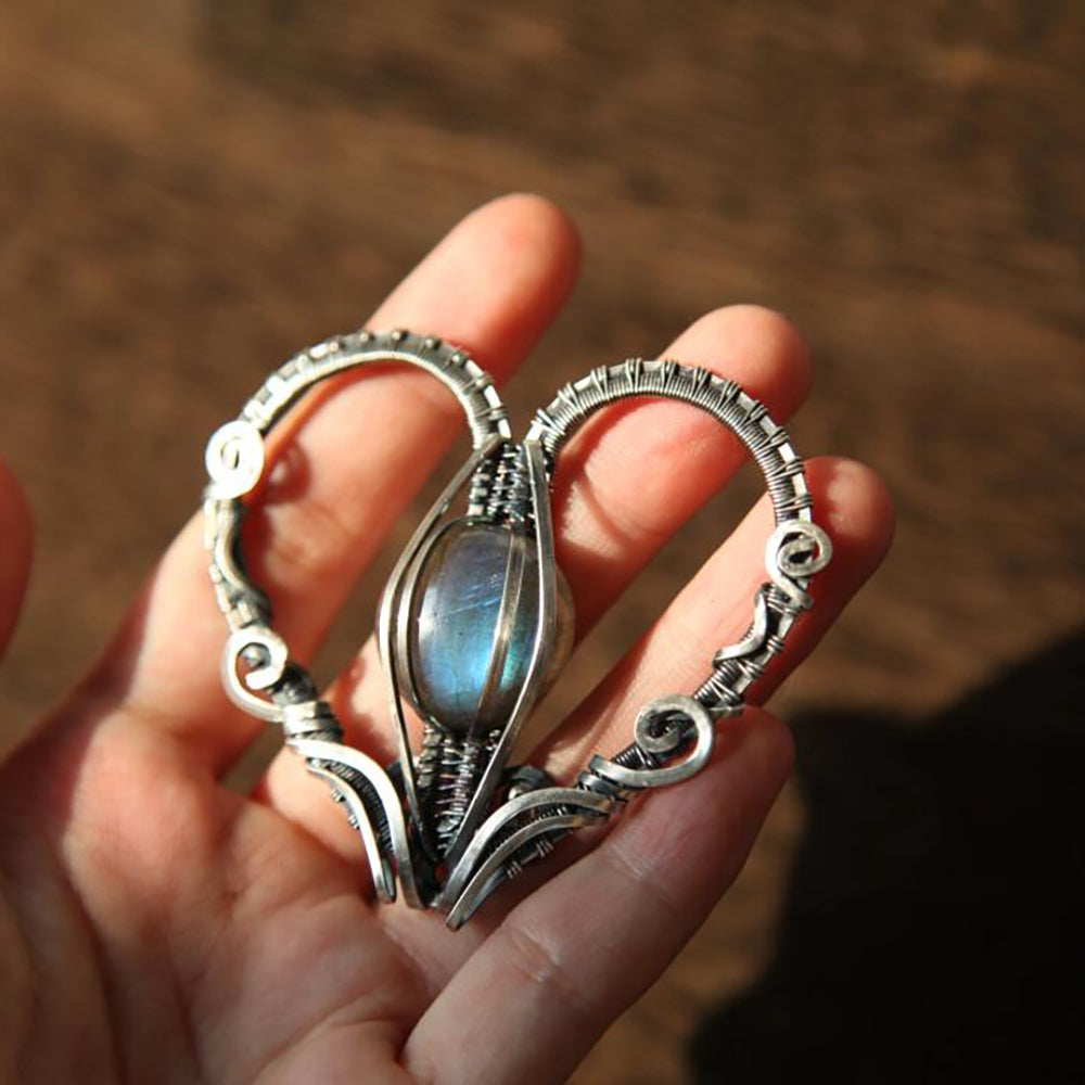 Heart of Labradorite – Love & Protection Silver Wire-Wrapped Necklace