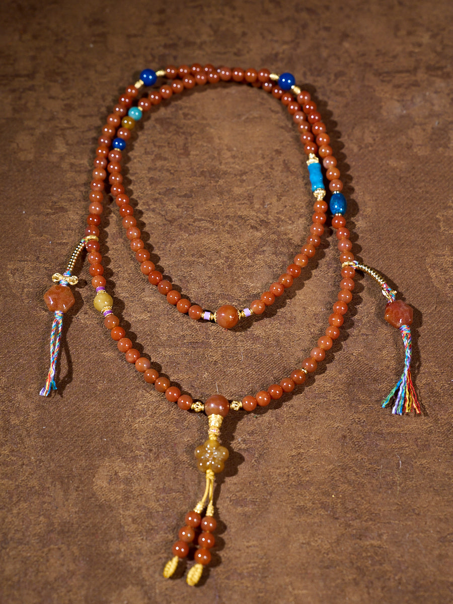 Ember Blessing Agatized Corale Prayer Necklace