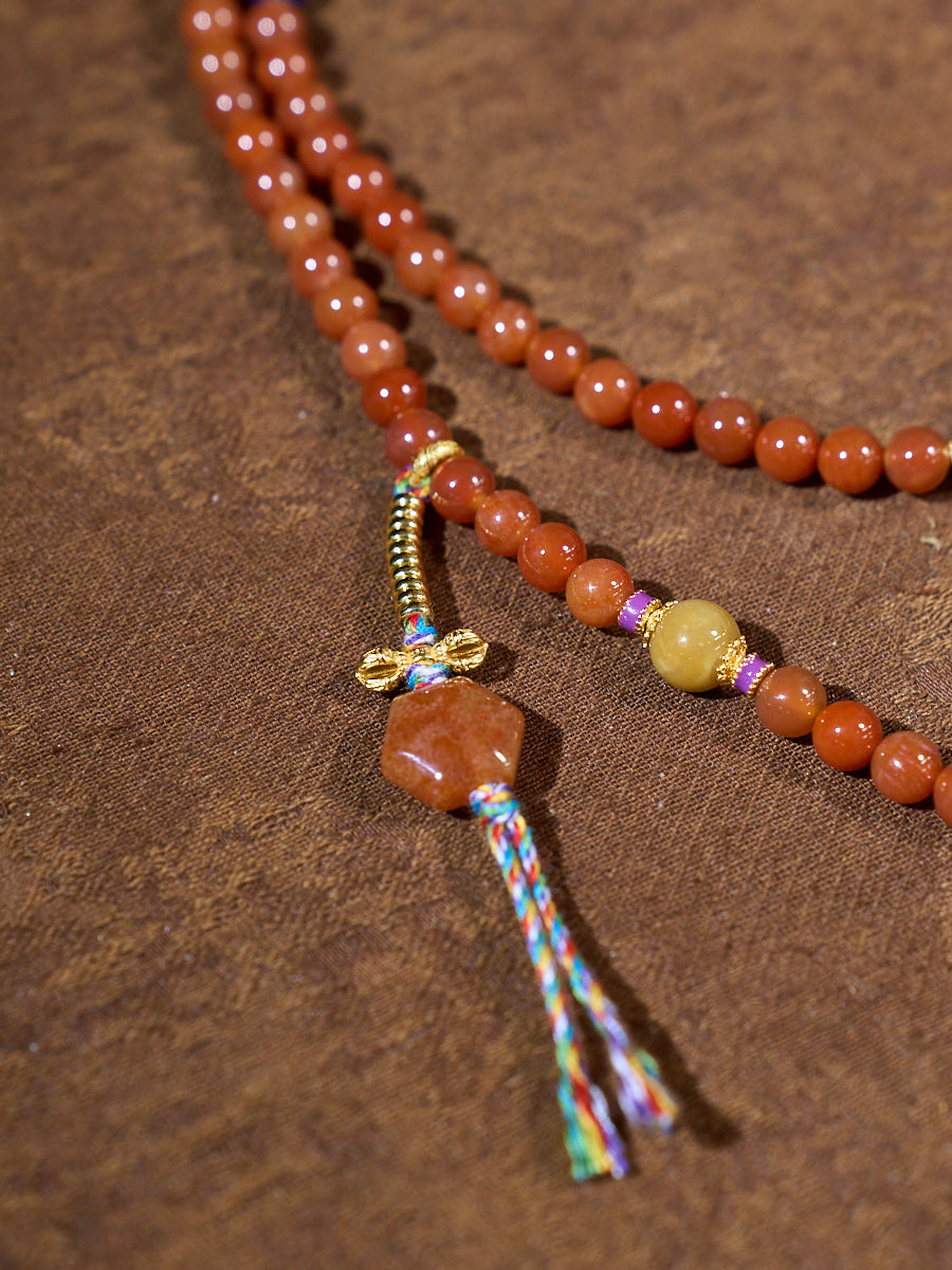 Ember Blessing Agatized Corale Prayer Necklace