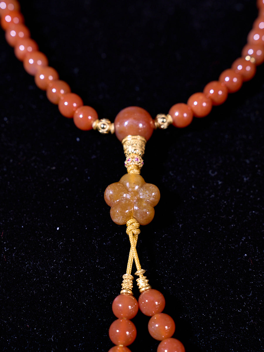 Ember Blessing Agatized Corale Prayer Necklace