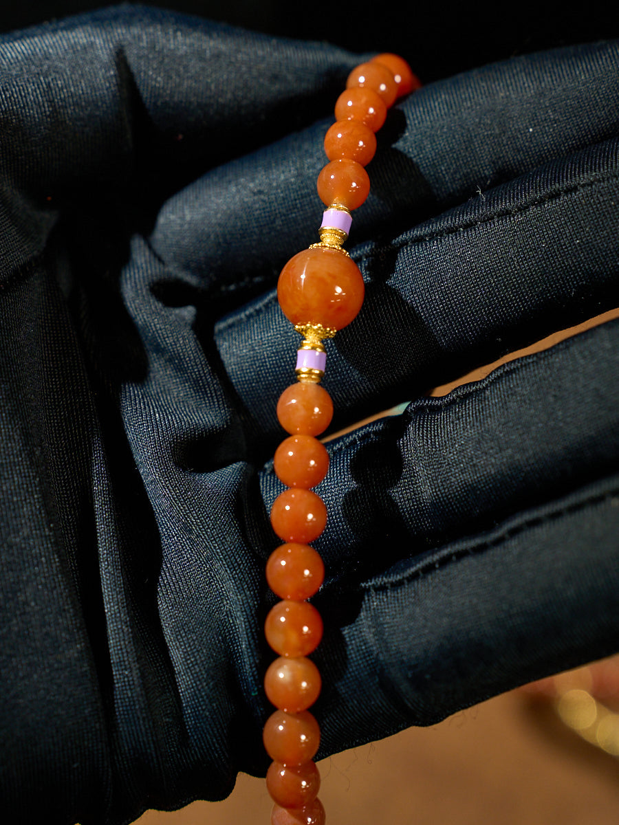 Ember Blessing Agatized Corale Prayer Necklace