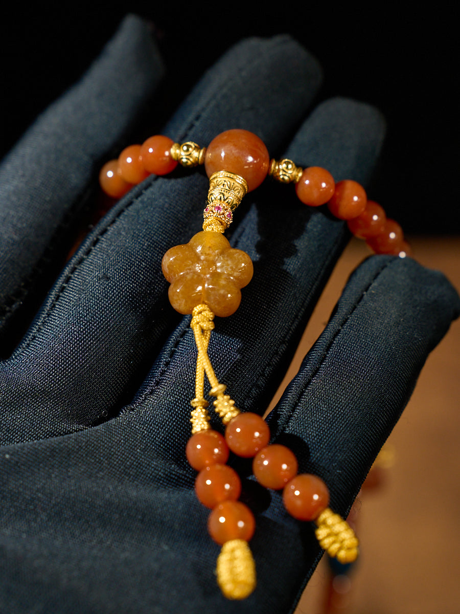 Ember Blessing Agatized Corale Prayer Necklace
