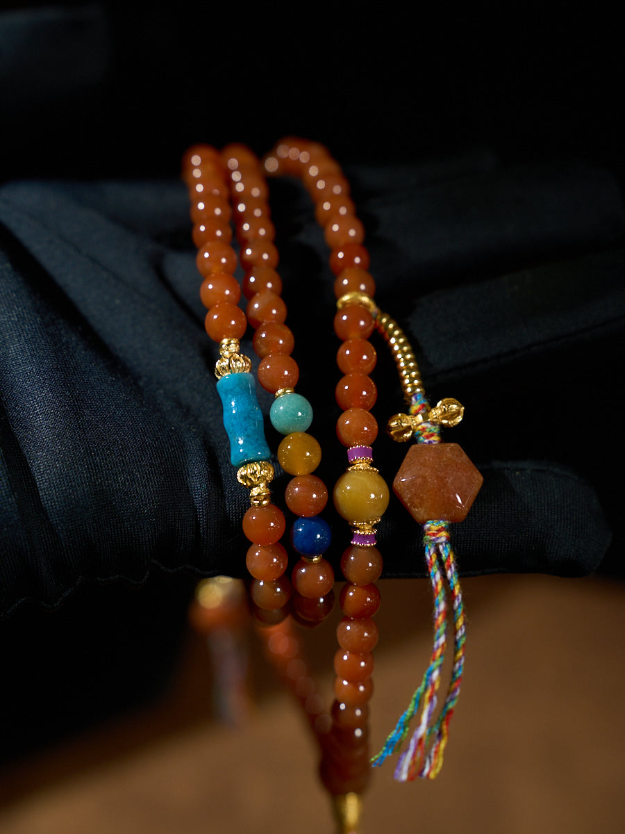 Ember Blessing Agatized Corale Prayer Necklace