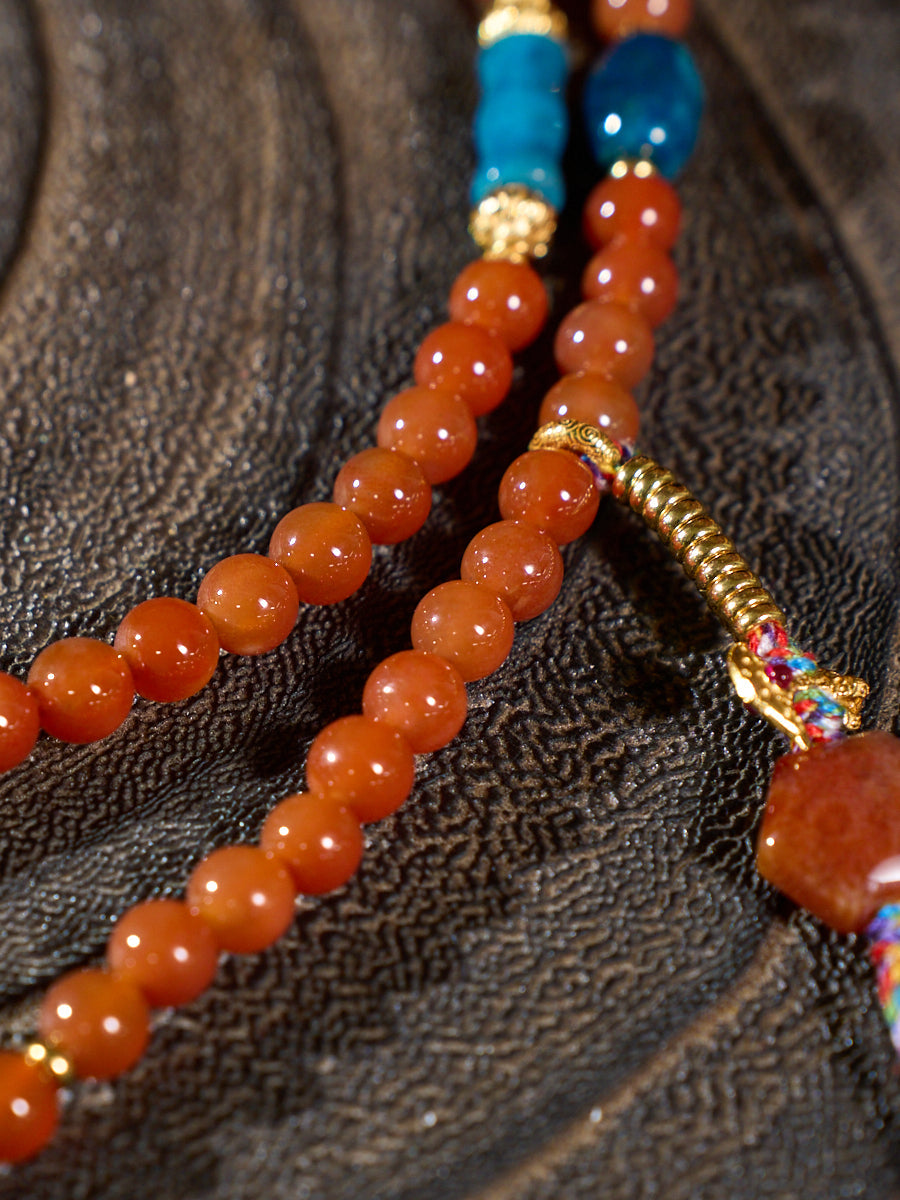 Ember Blessing Agatized Corale Prayer Necklace