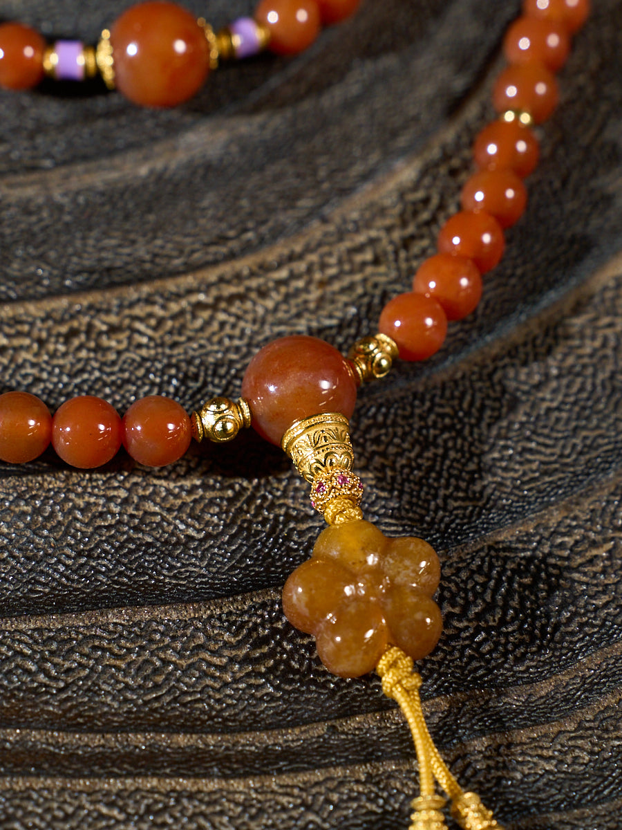 Ember Blessing Agatized Corale Prayer Necklace