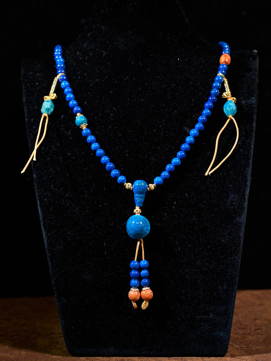 Tibetan Deep Blue Clarity Prayer Necklace