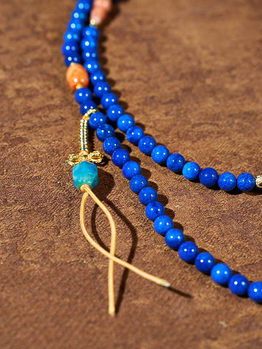 Tibetan Deep Blue Clarity Prayer Necklace