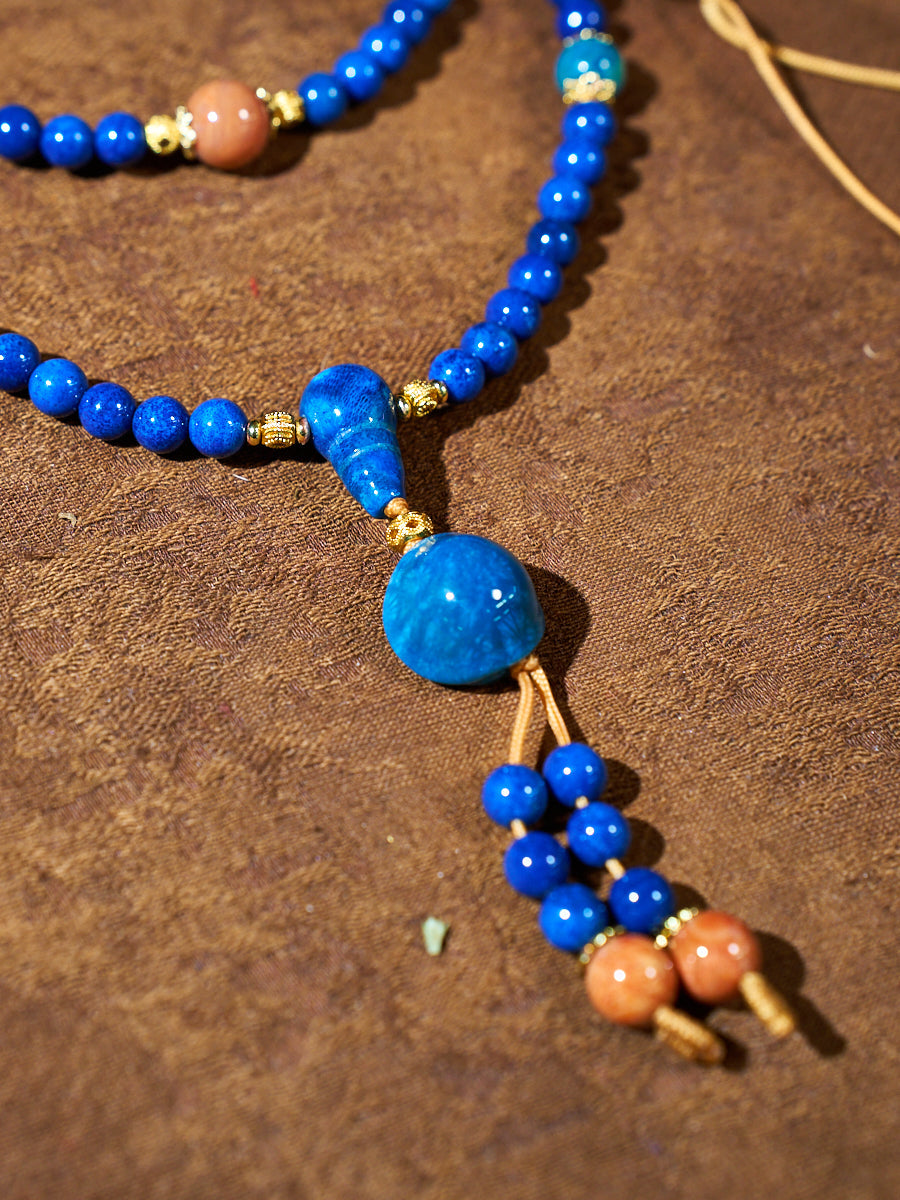 Tibetan Deep Blue Clarity Prayer Necklace