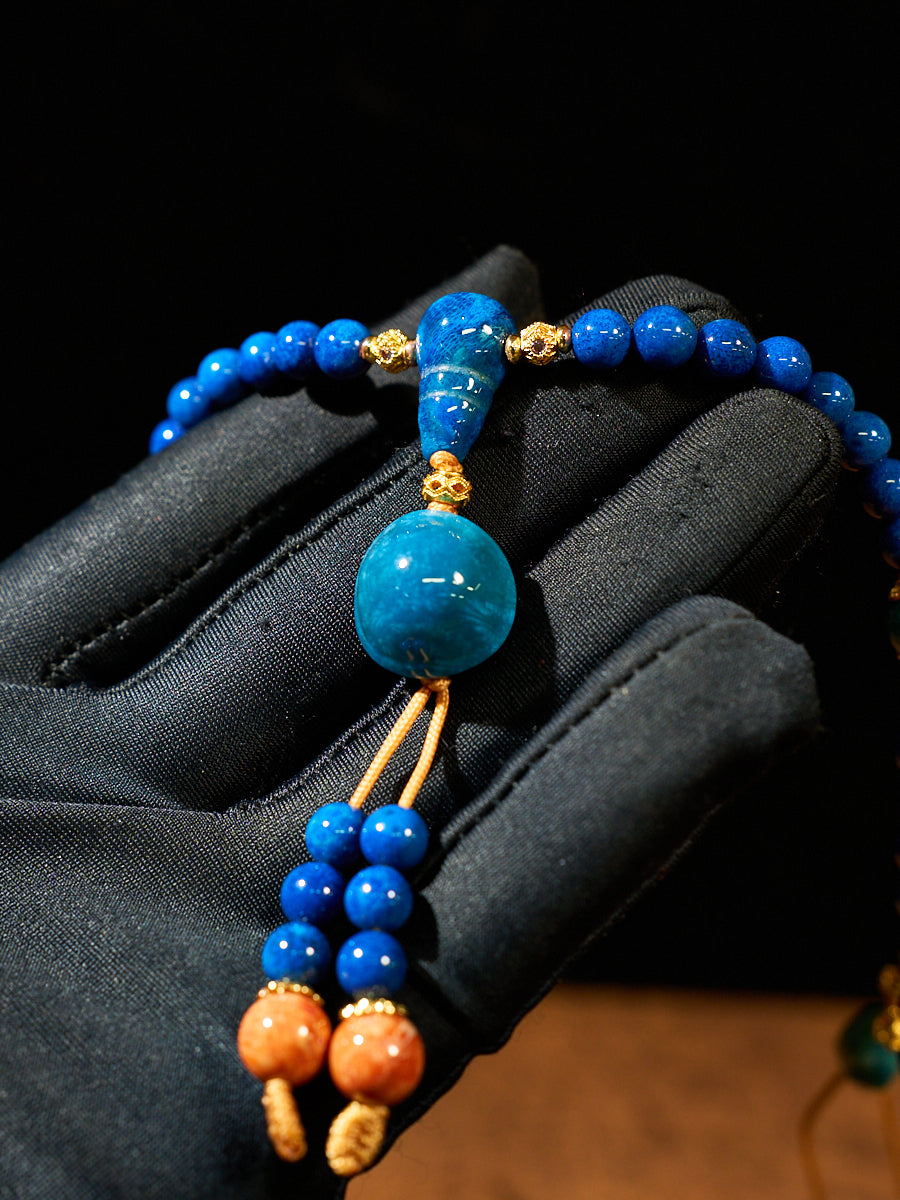 Tibetan Deep Blue Clarity Prayer Necklace
