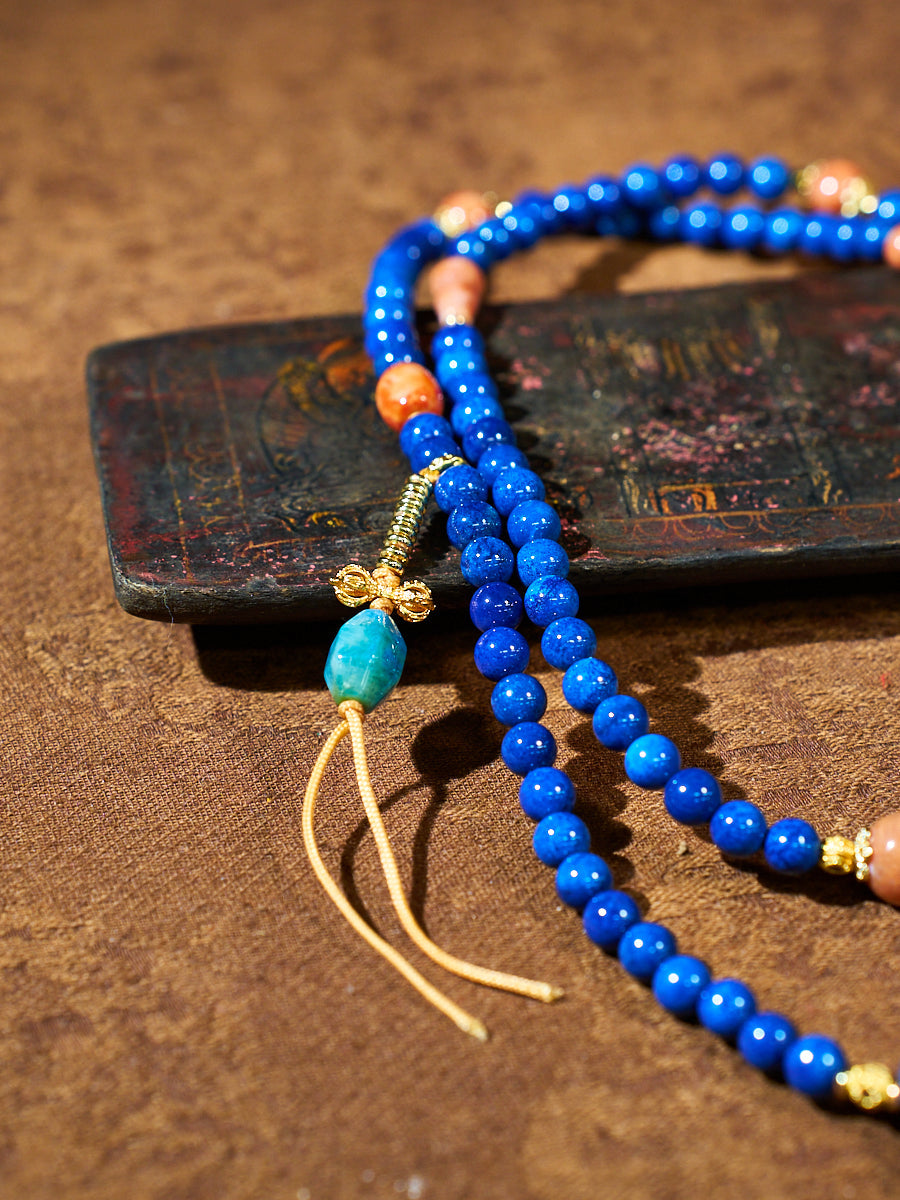 Tibetan Deep Blue Clarity Prayer Necklace