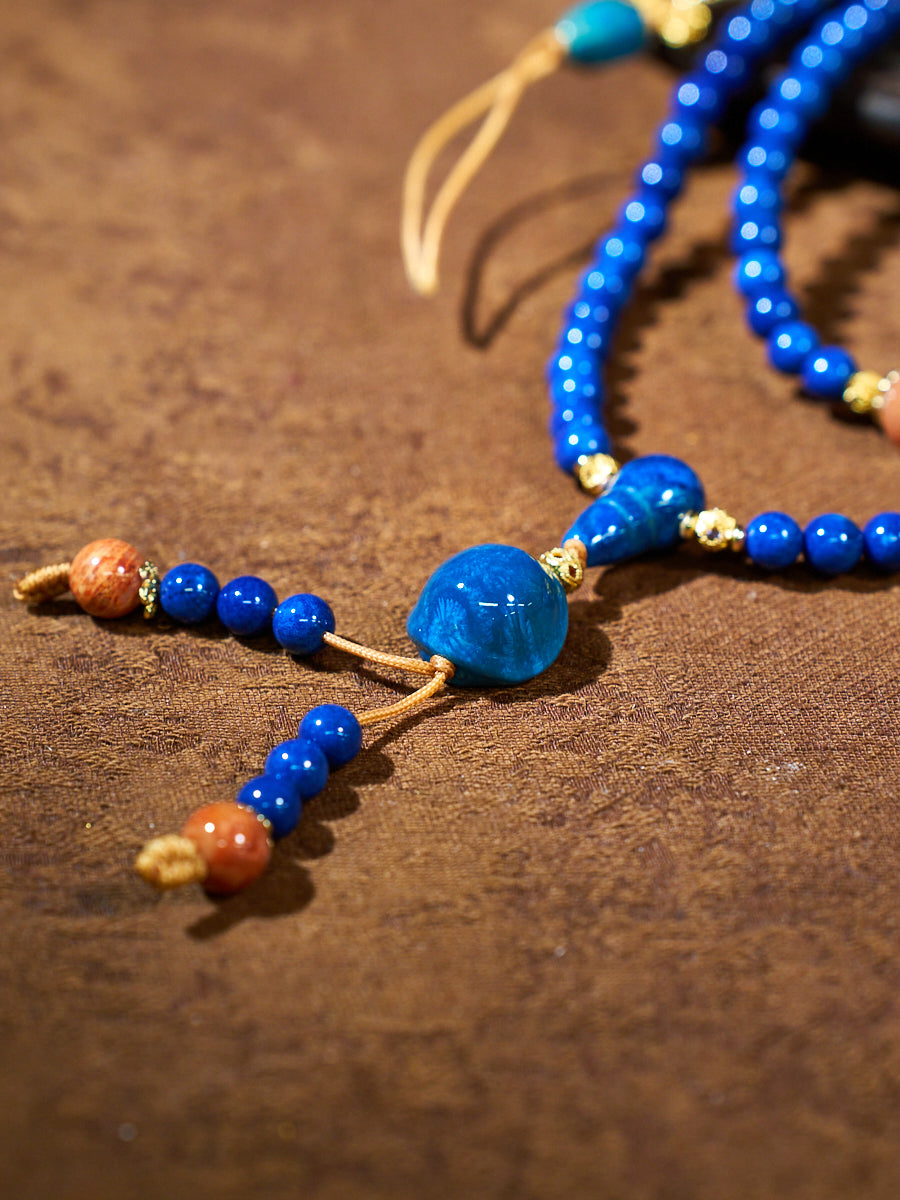 Tibetan Deep Blue Clarity Prayer Necklace