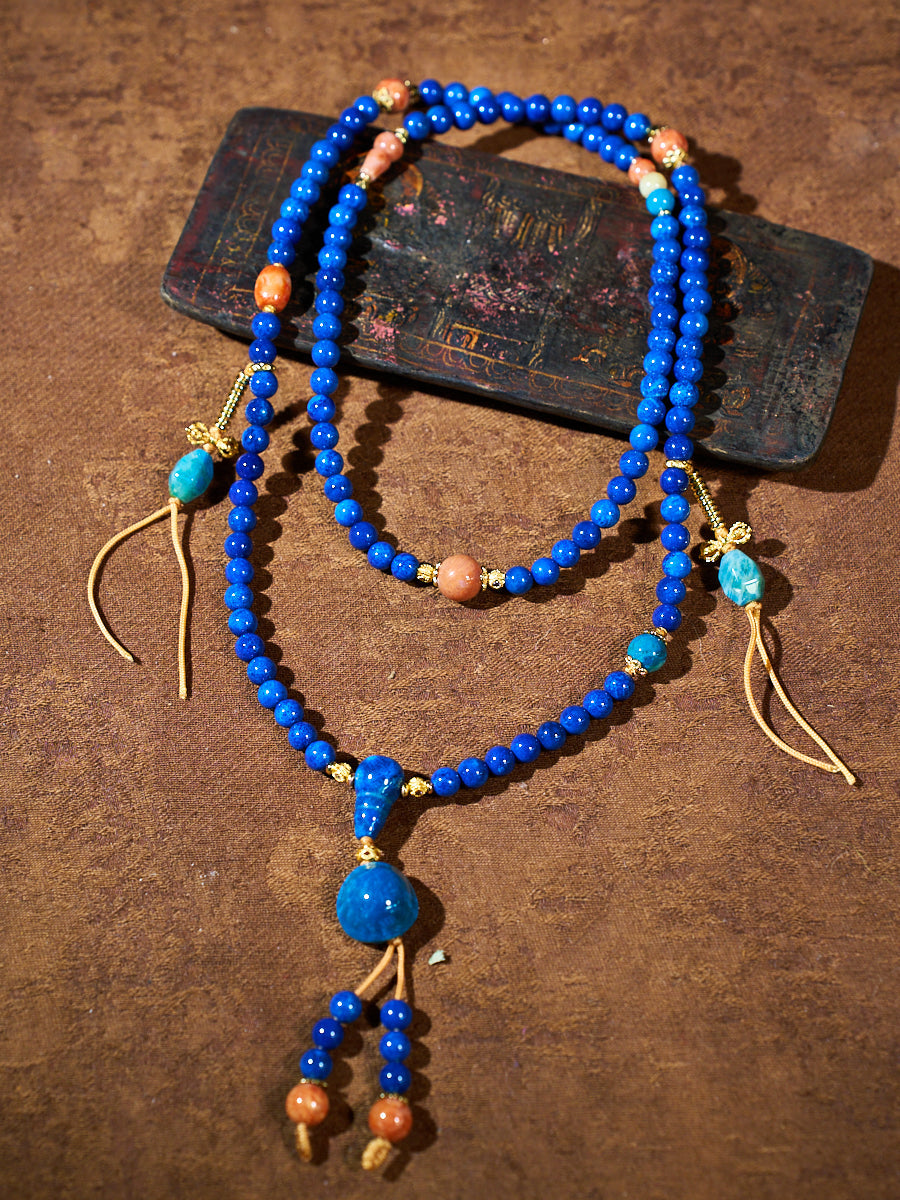 Tibetan Deep Blue Clarity Prayer Necklace