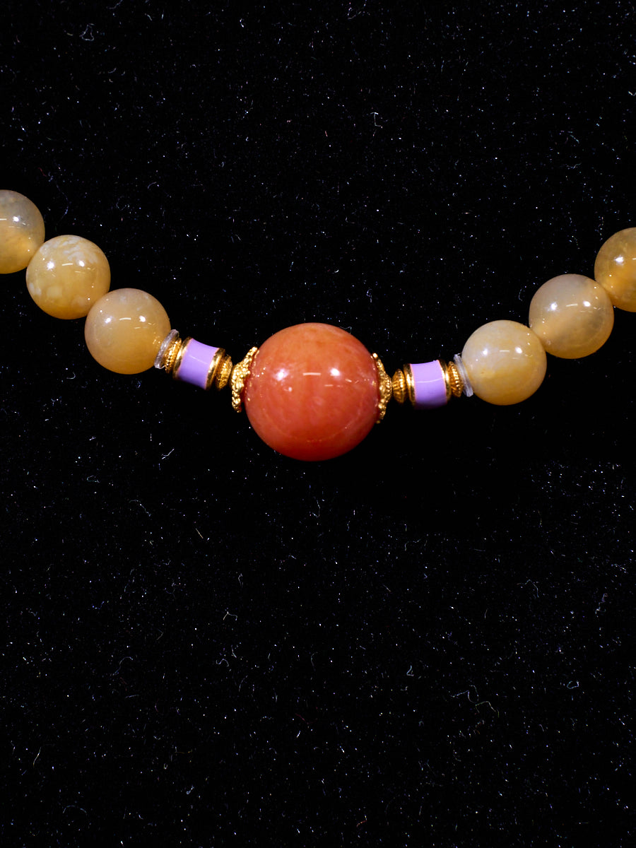 Warm Ivory Blessing Agatized Corale Prayer Necklace