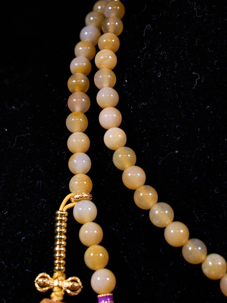 Warm Ivory Blessing Agatized Corale Prayer Necklace