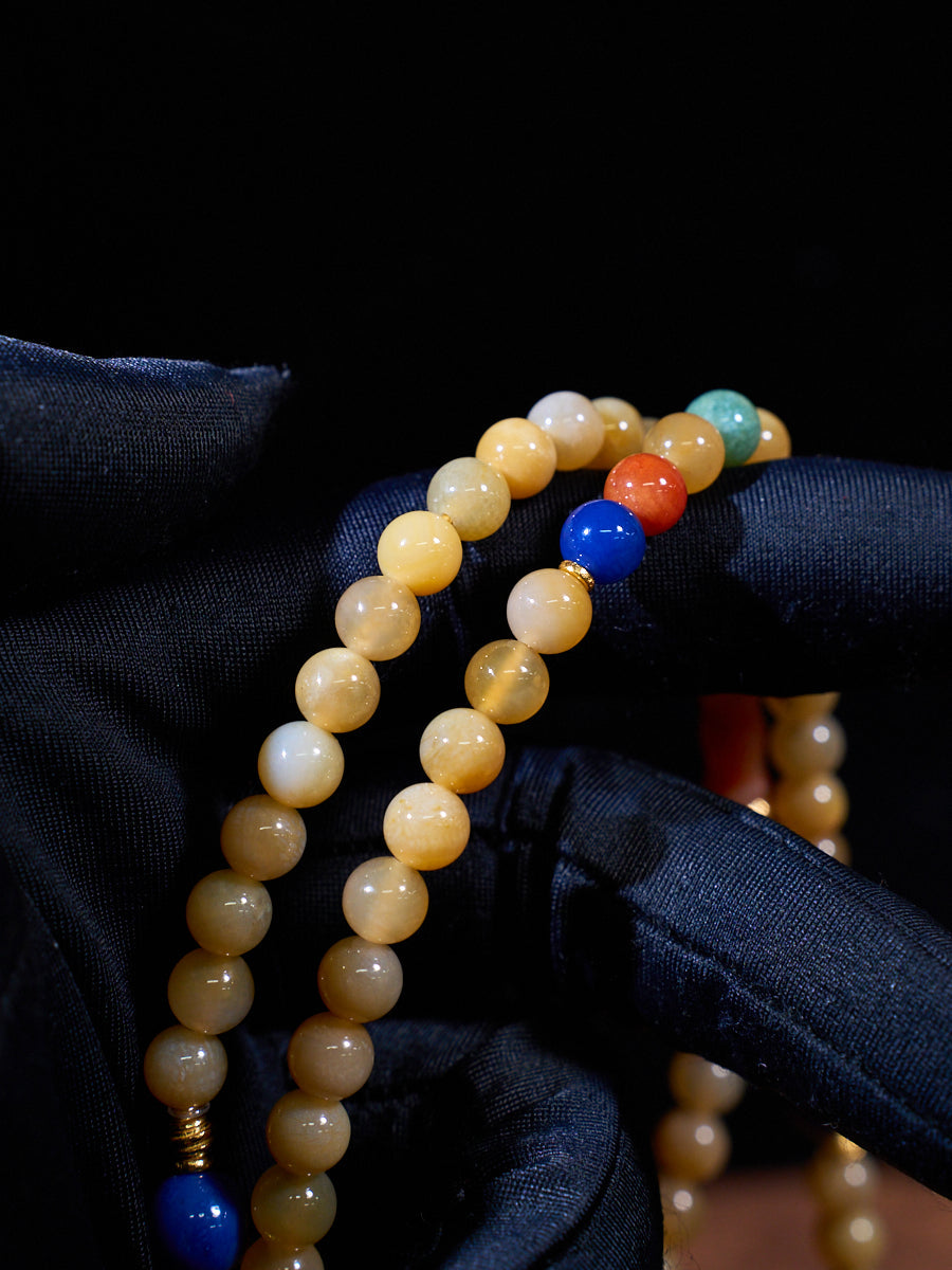 Warm Ivory Blessing Agatized Corale Prayer Necklace