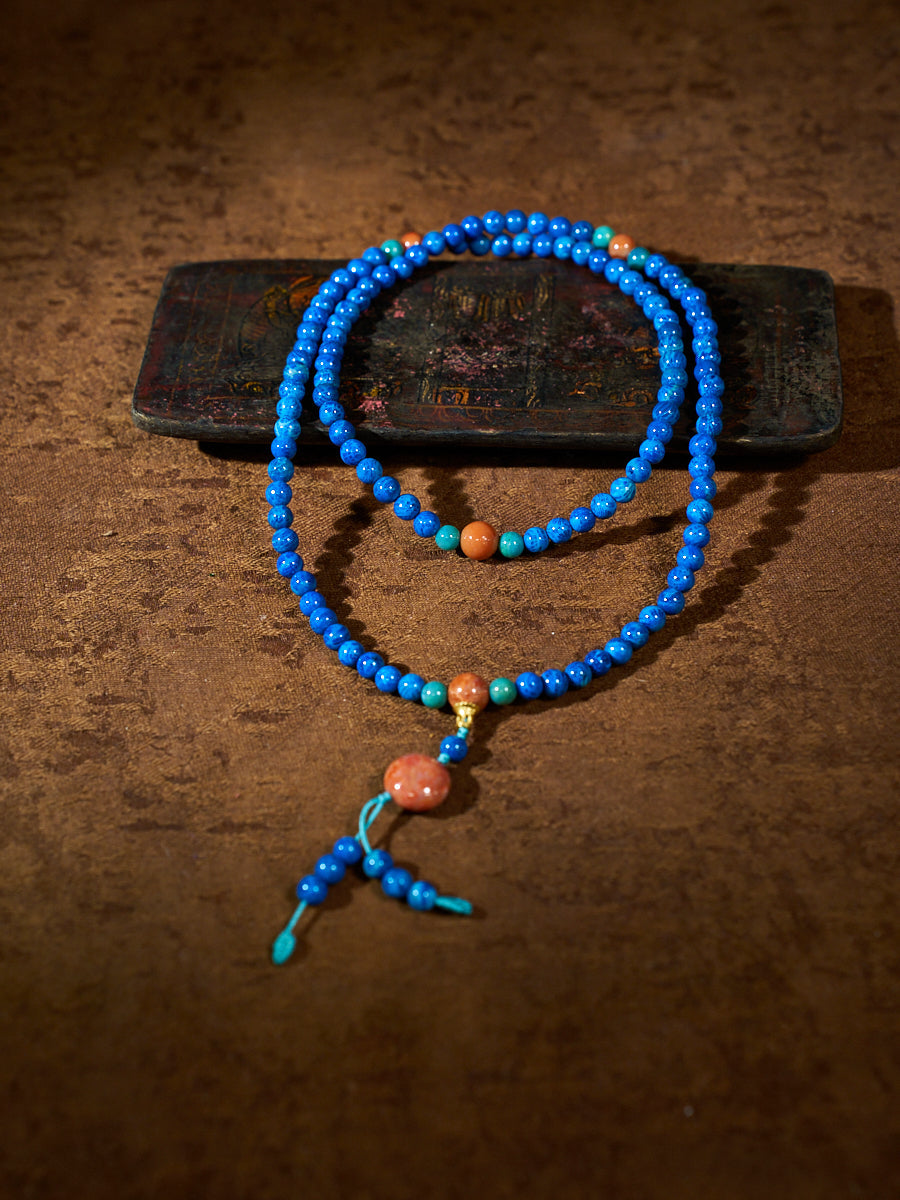 True North Blue Agatized Corale Mala Necklace