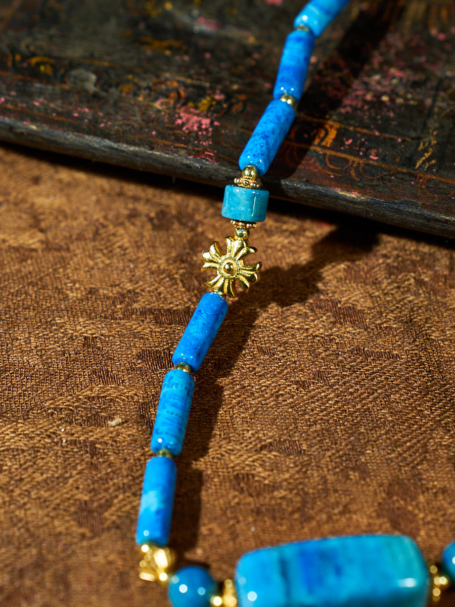Cerulean Rhythm Agatized Corale Necklace