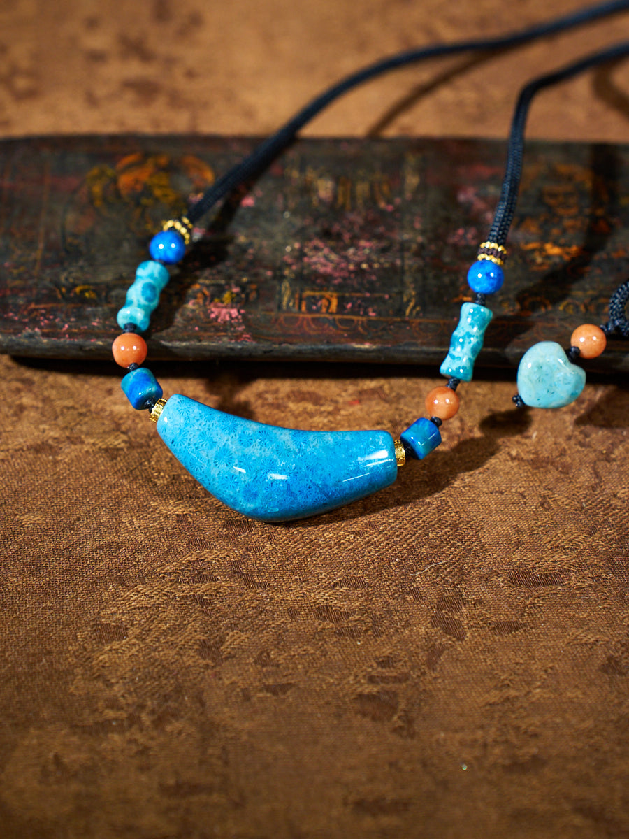 Lapis Quiet · Arc Agatized Corale Necklace
