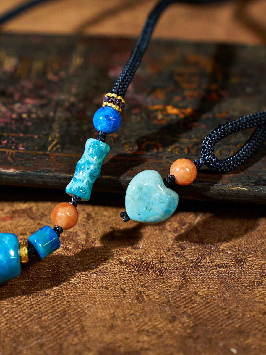 Lapis Quiet · Arc Agatized Corale Necklace