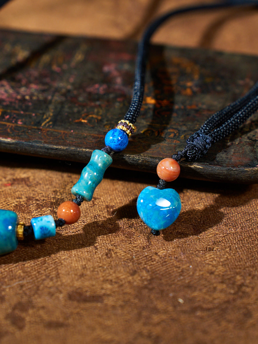 Lapis Quiet · Arc Agatized Corale Necklace