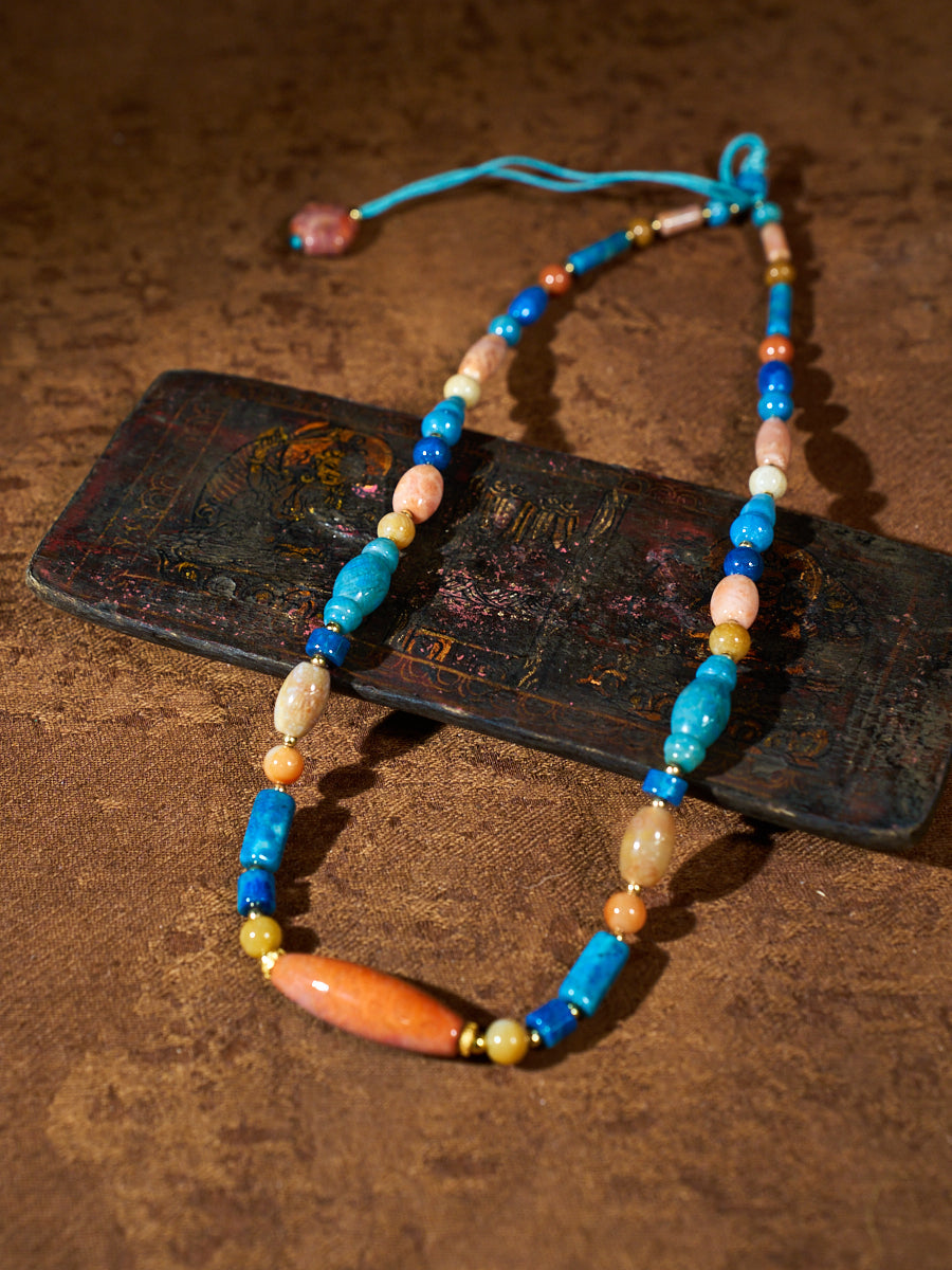 Harmonic Ground Tibetan Agatized Corale Necklace
