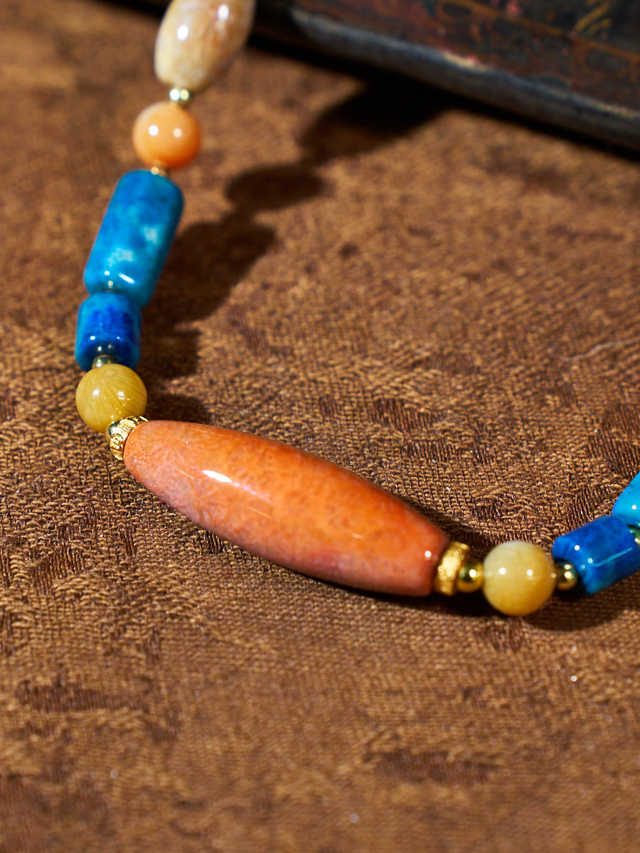 Harmonic Ground Tibetan Agatized Corale Necklace