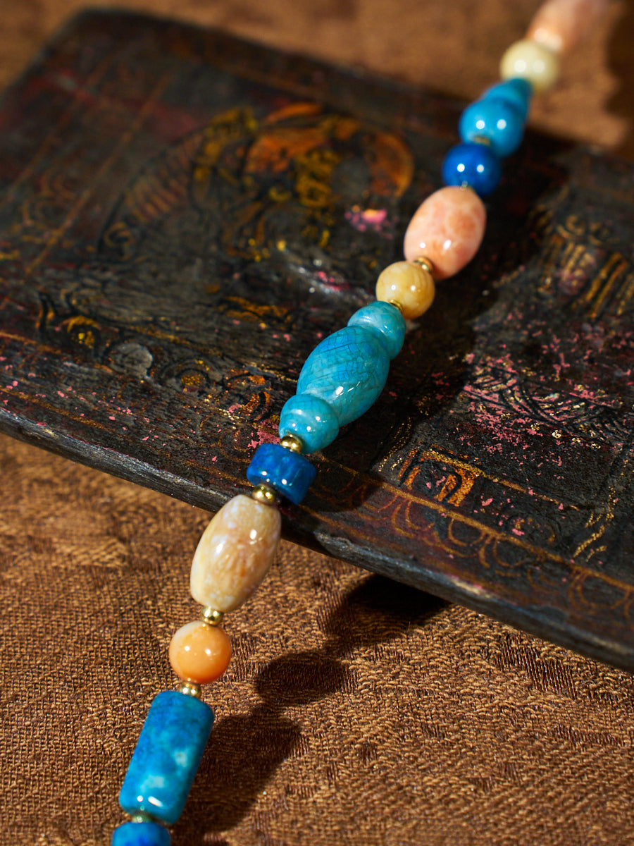 Harmonic Ground Tibetan Agatized Corale Necklace