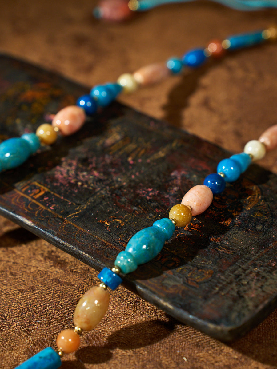 Harmonic Ground Tibetan Agatized Corale Necklace