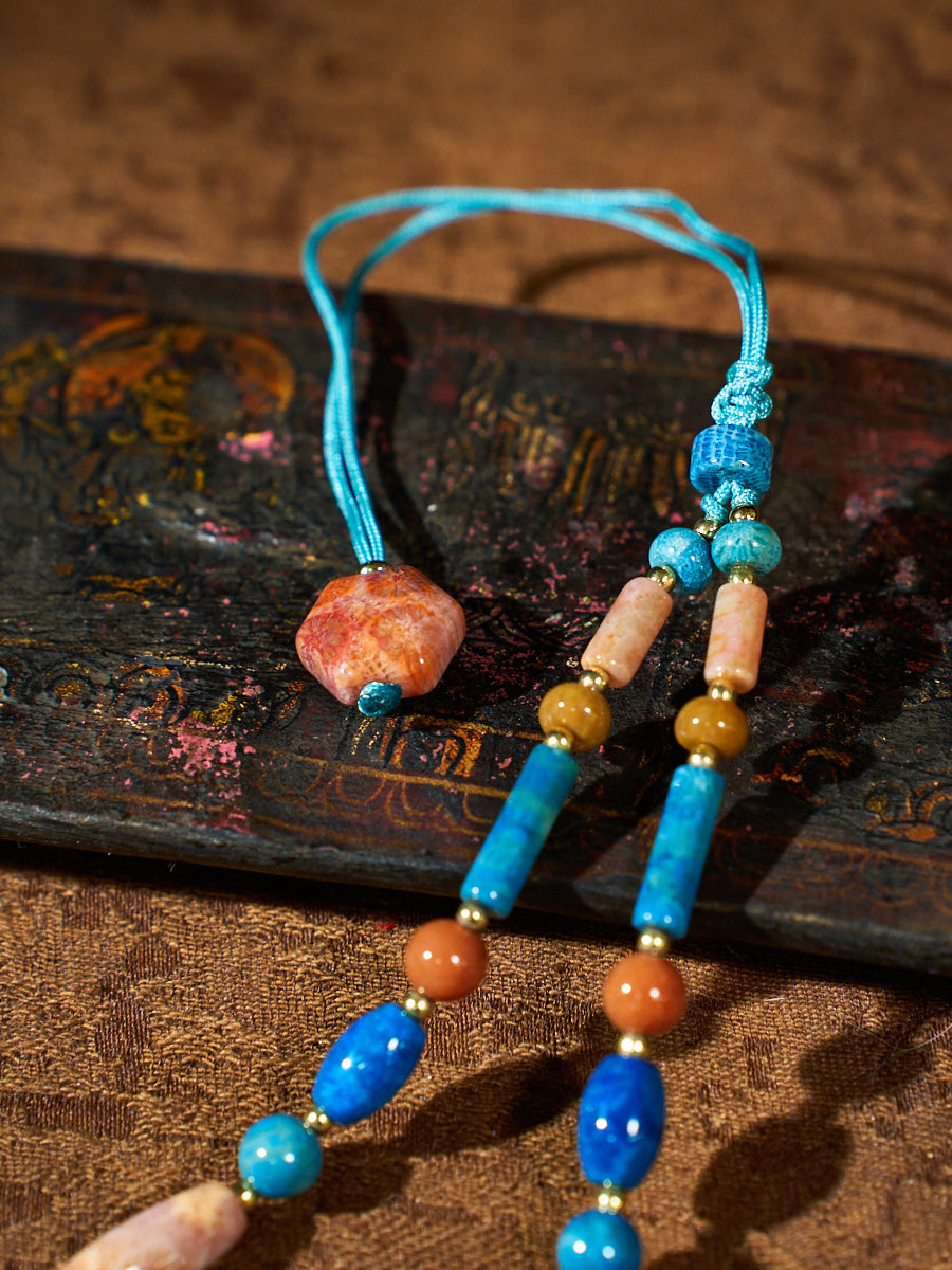 Harmonic Ground Tibetan Agatized Corale Necklace