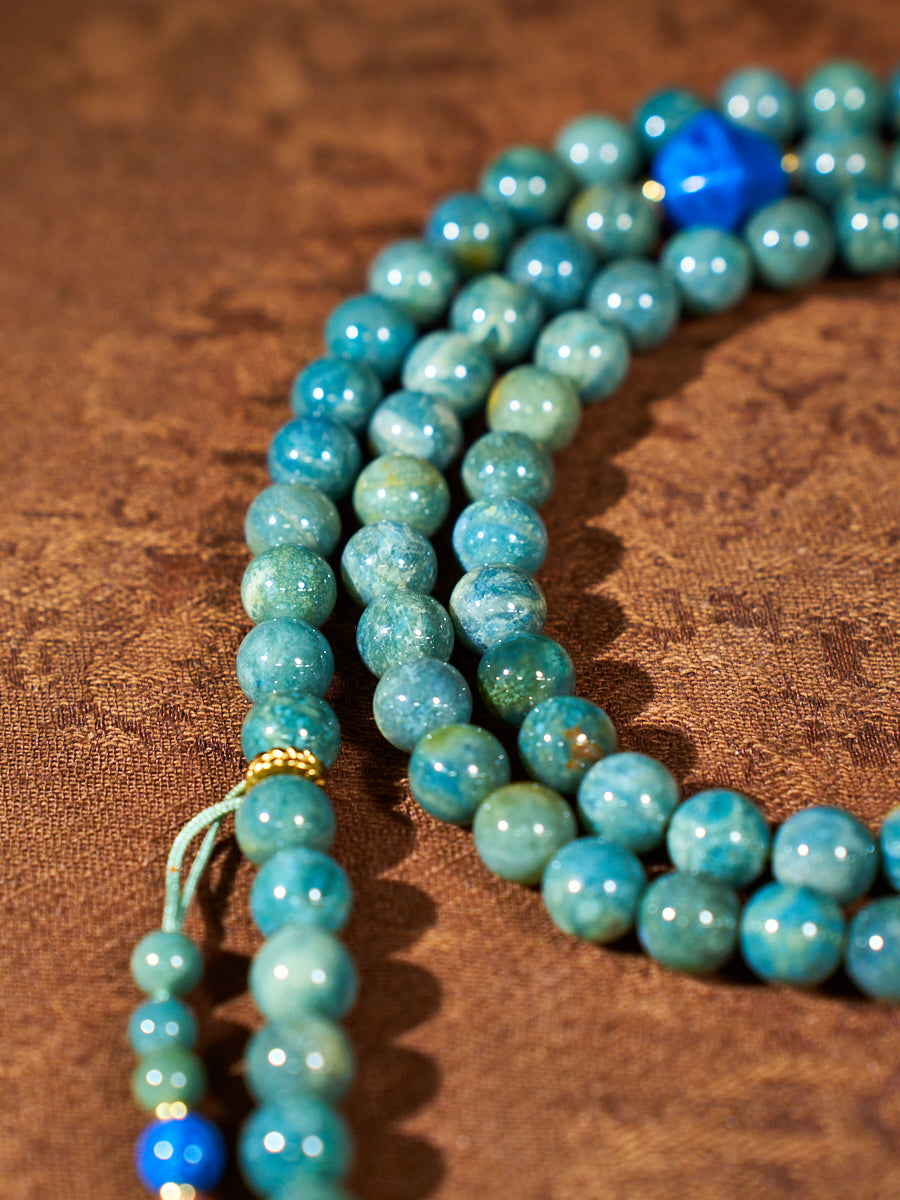 Agatized Corale Verdant Healing Mala Necklace