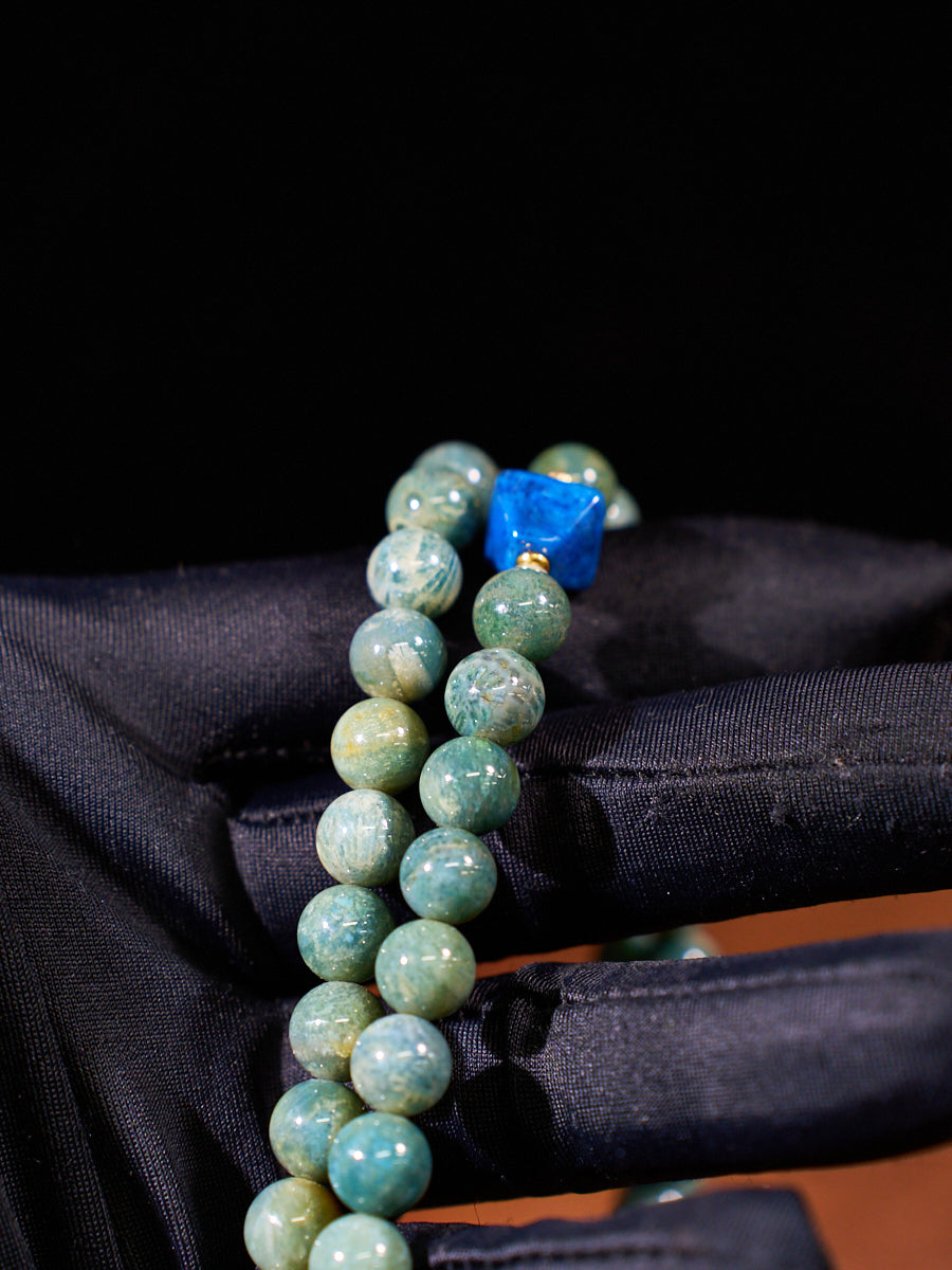 Agatized Corale Verdant Healing Mala Necklace