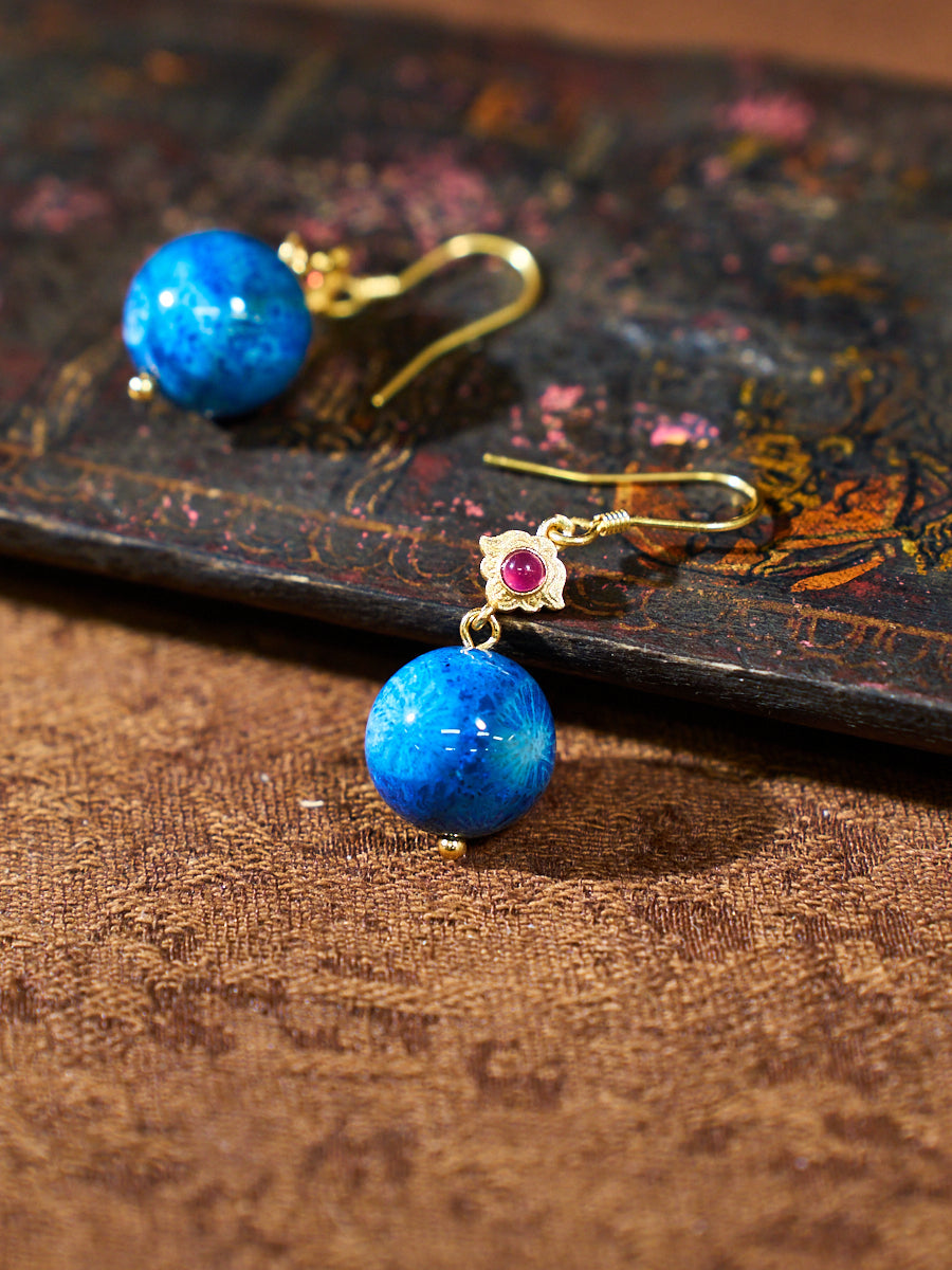 Azure Drop Agatized Corale Earrings
