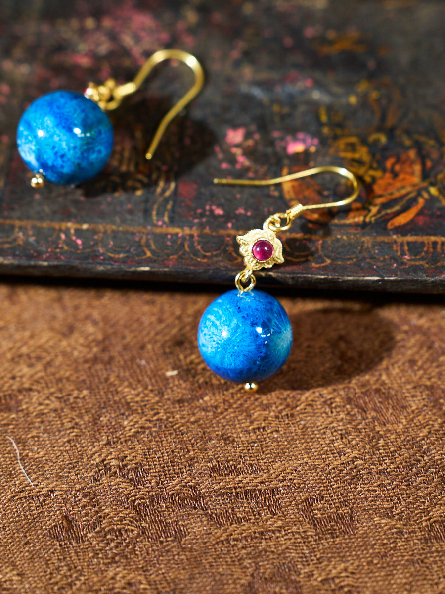 Azure Drop Agatized Corale Earrings