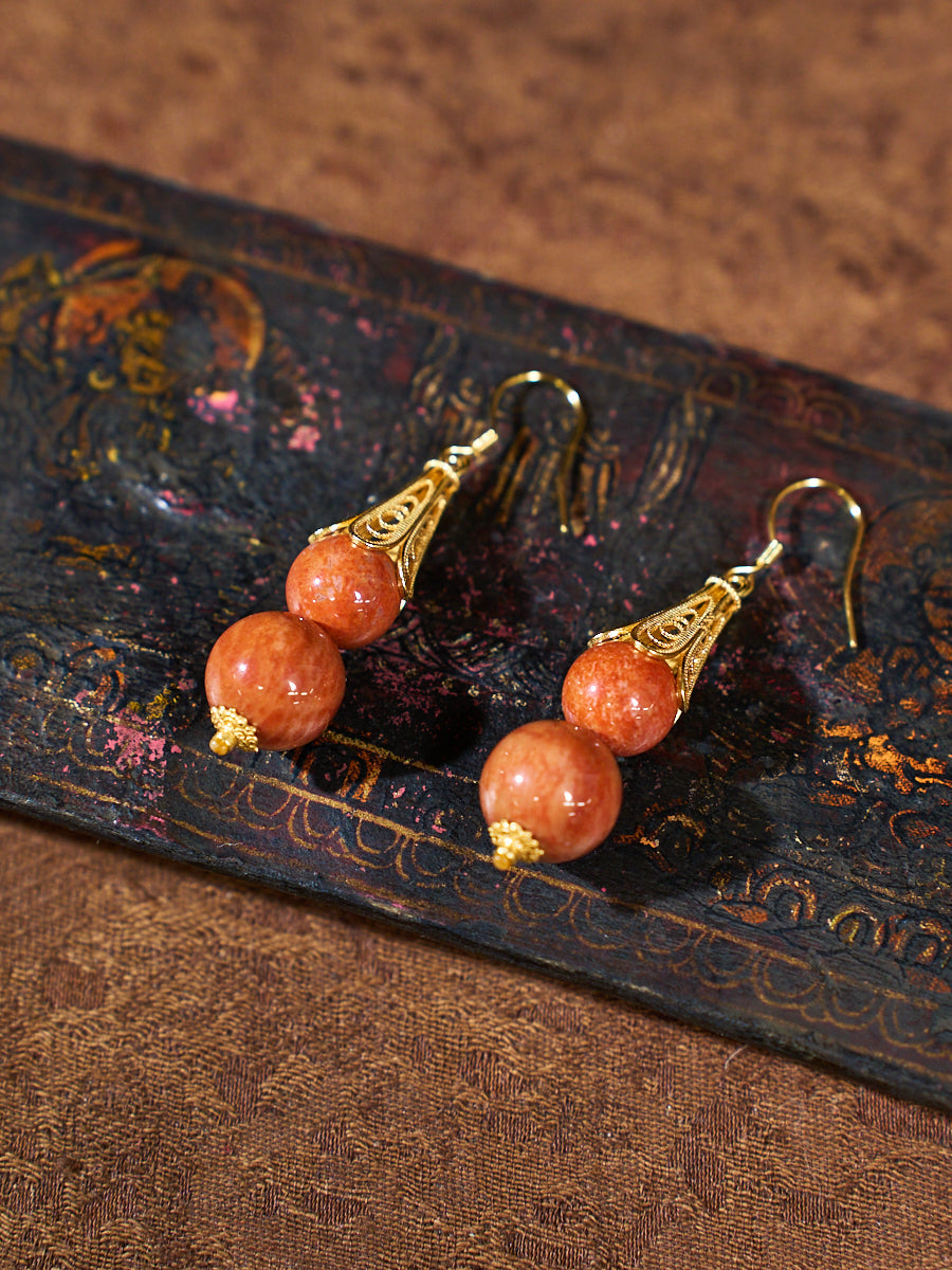 Ember Poise Agatized Corale Drop Earrings