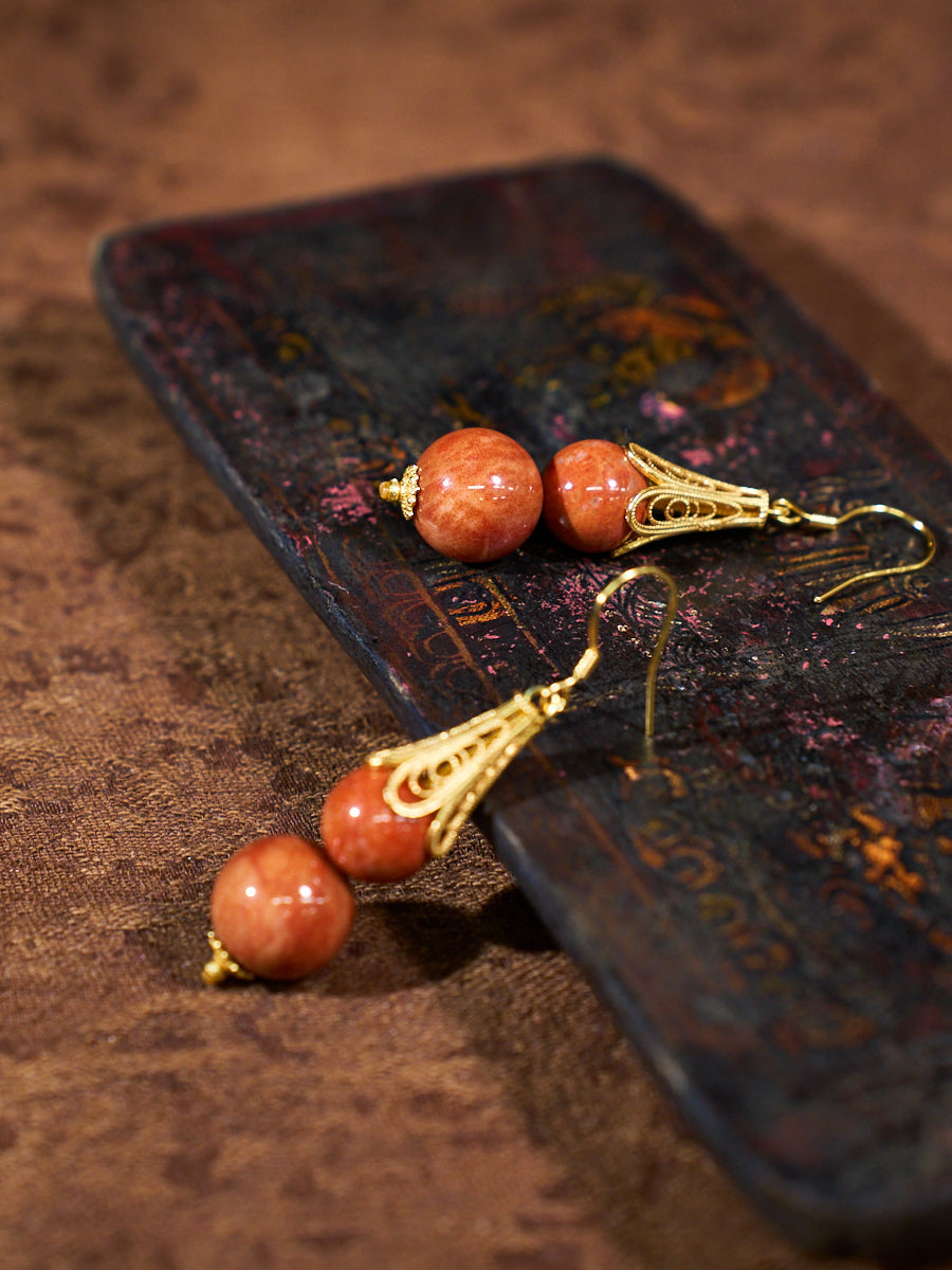 Ember Poise Agatized Corale Drop Earrings