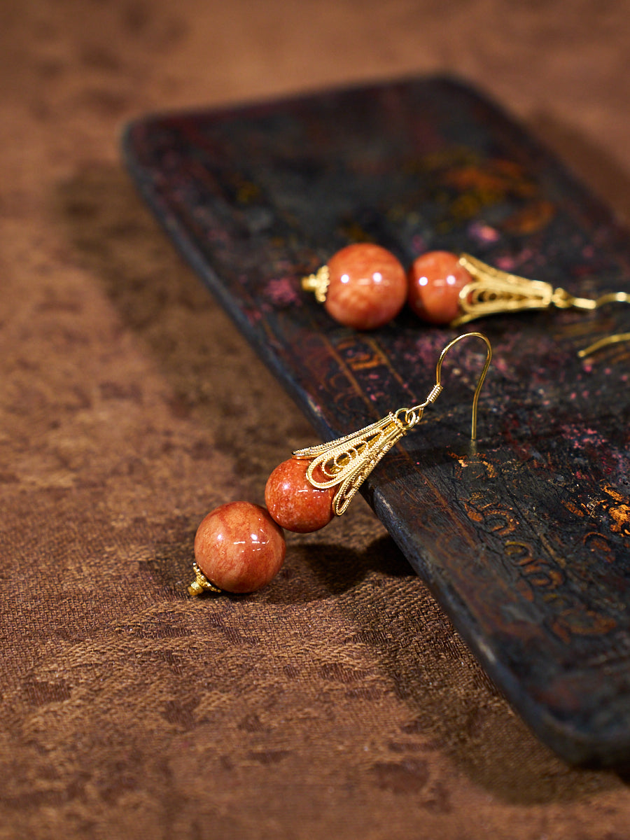 Ember Poise Agatized Corale Drop Earrings