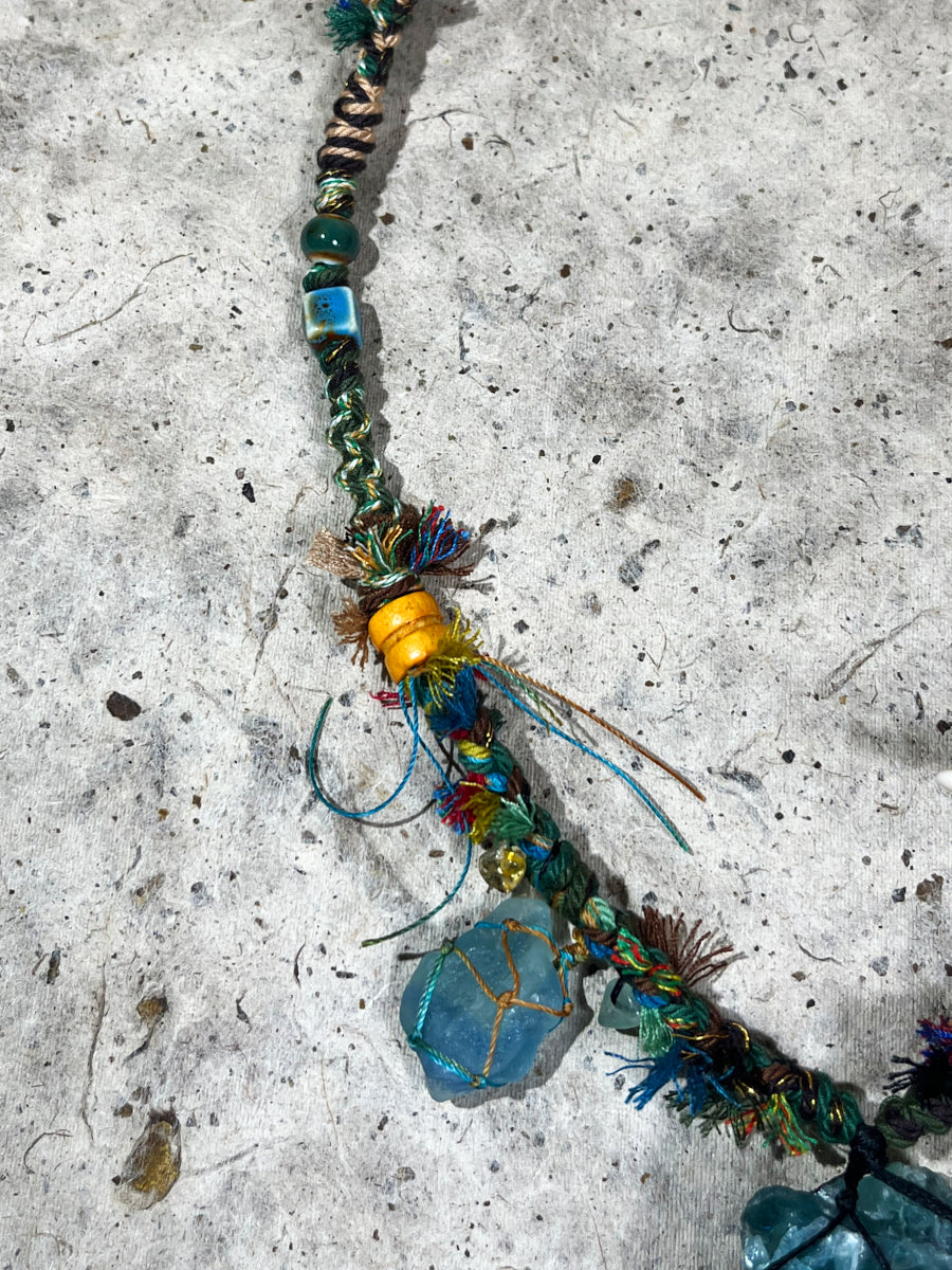 Green Fluorite Raw Stone Tibetan Necklace – Clarity, Growth and Wild Spirit