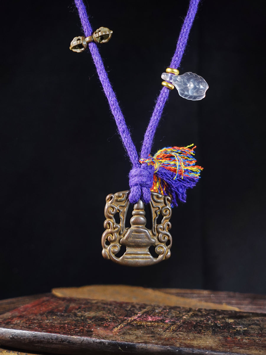 Tibetan Thokcha Stupa Relic Amulet Necklace