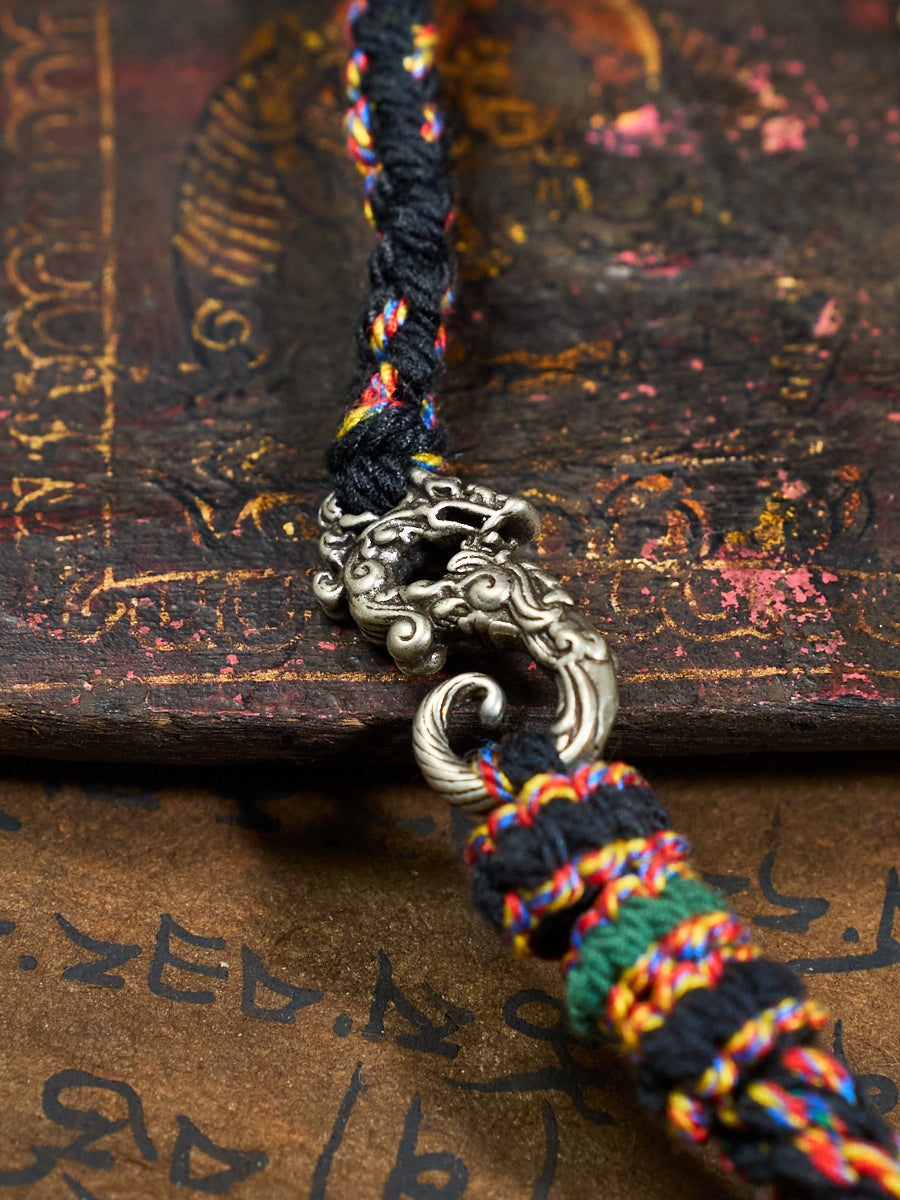 Black Tsa-Tsa Thokcha Charm Braided Necklace