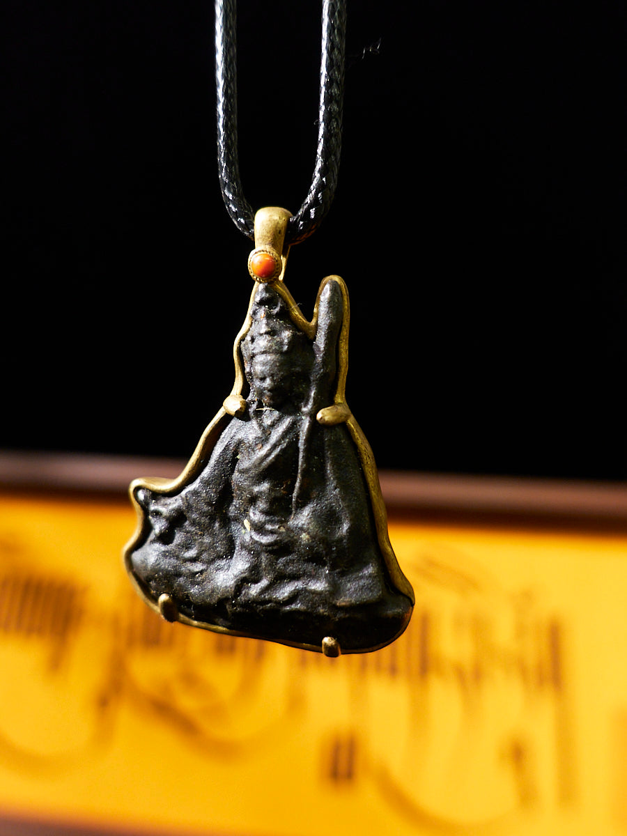 Auspicious Energy Eight Symbols Sterling Silver Thokcha Necklace