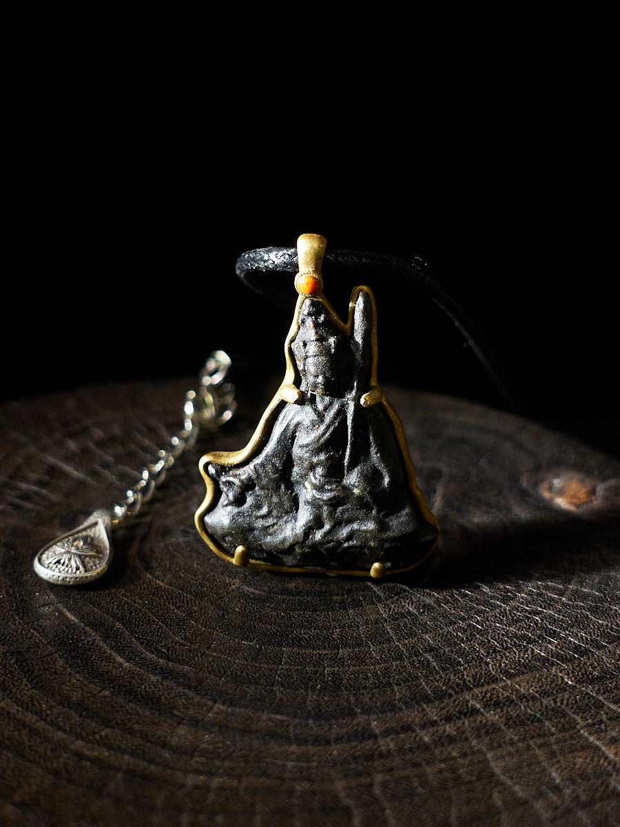 Auspicious Energy Eight Symbols Sterling Silver Thokcha Necklace