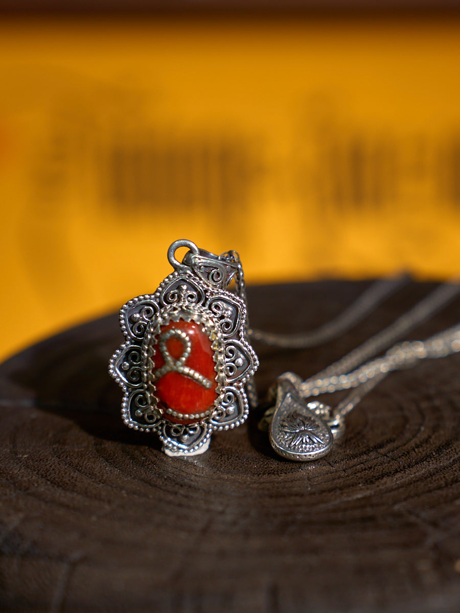 Sacred Love Necklace with Red Coral and Turquoise – A Himalayan Symbol of Devotion and Harmony