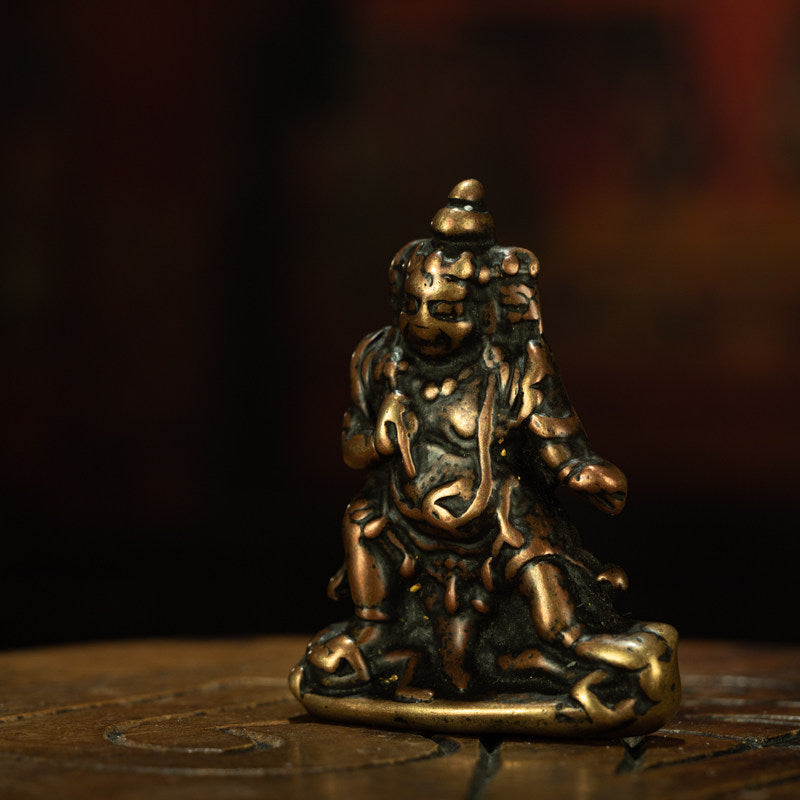 Ming Dynasty Tibetan Purple-Gold Lima Copper Marici Deity Thogchag – Personal Protector, Three-Face Two-Arm
