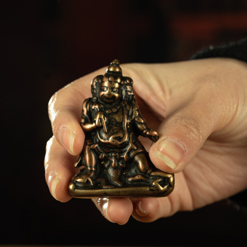 Ming Dynasty Tibetan Purple-Gold Lima Copper Marici Deity Thogchag – Personal Protector, Three-Face Two-Arm