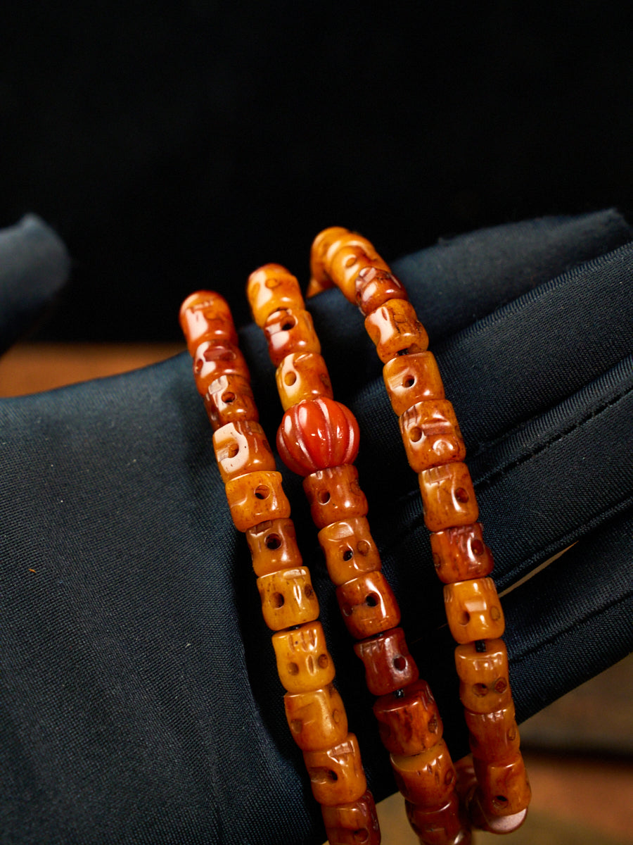 Nomadic Yak Bone & Sherpa Glass Ritual Bracelet