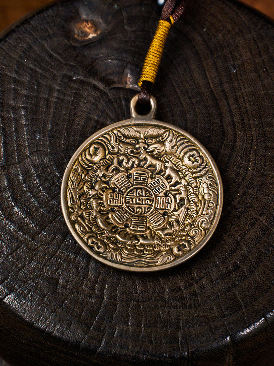 Eight Trigrams Mandala Thokcha Agate Tibetan Cotton Cord Pendant
