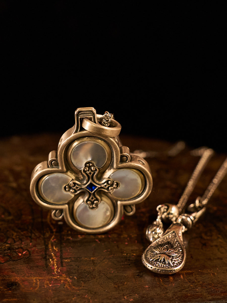 Spiritual Protection Amulet Śmaśāna-Adhipati Necklace with Citrine 925 Silver