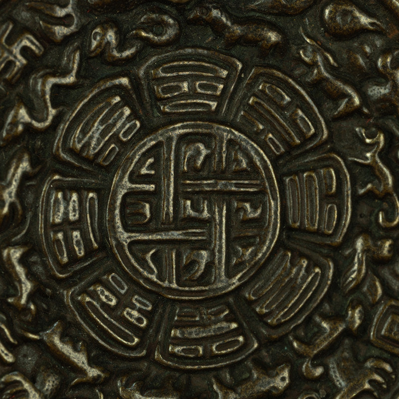 Qing Dynasty Tibetan Nine Palace Bagua Zodiac Zhipazha Bronze Pendant – Rare "Bawang Bear" Edition