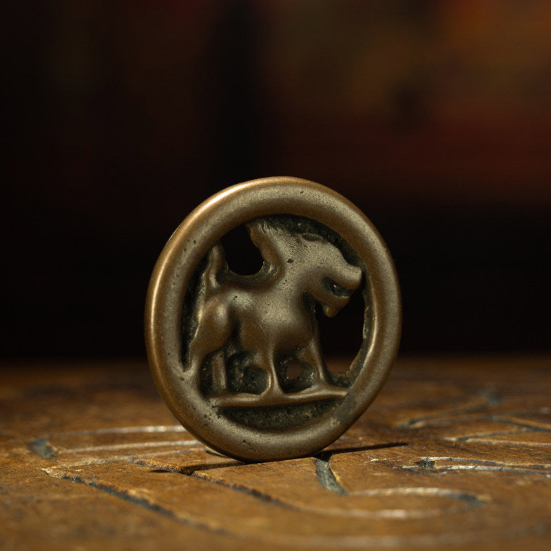 Tang Dynasty Tibetan Millennium Snow Lion Thogchag Pendant – Heavily Worn, Museum Grade Sky Copper